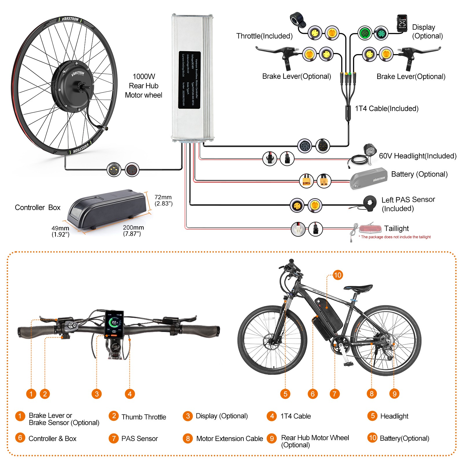 48V1000W Rear Wheel Hub Motor Kit 26″27.5″700C Electric Bike Conversion Kits US