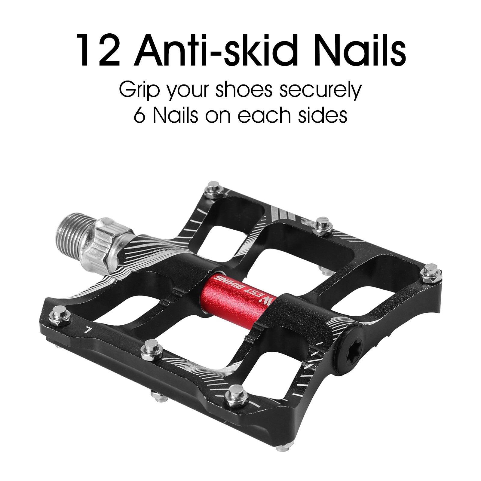 WEST BIKING DU 2 Sealed Bearings Bike Bicycle Flat Platform Pedals 9/16″ Black