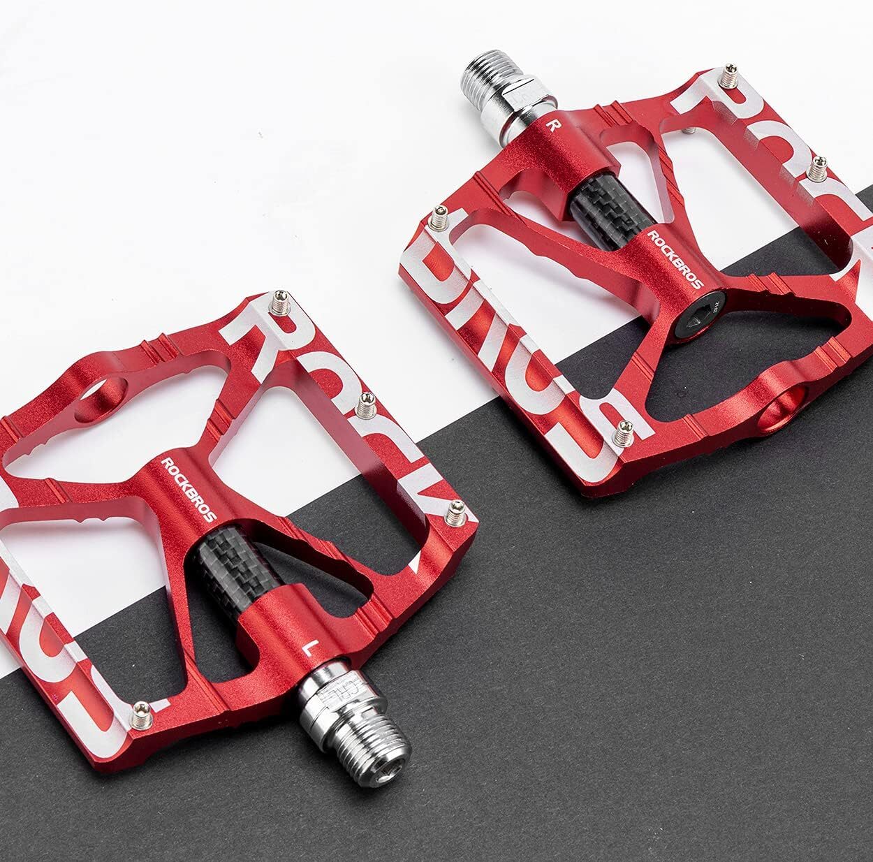 ROCKBROS Bike Pedals 9/16” Anti-Slip Aluminium Alloy Reflective Sealed Bearing