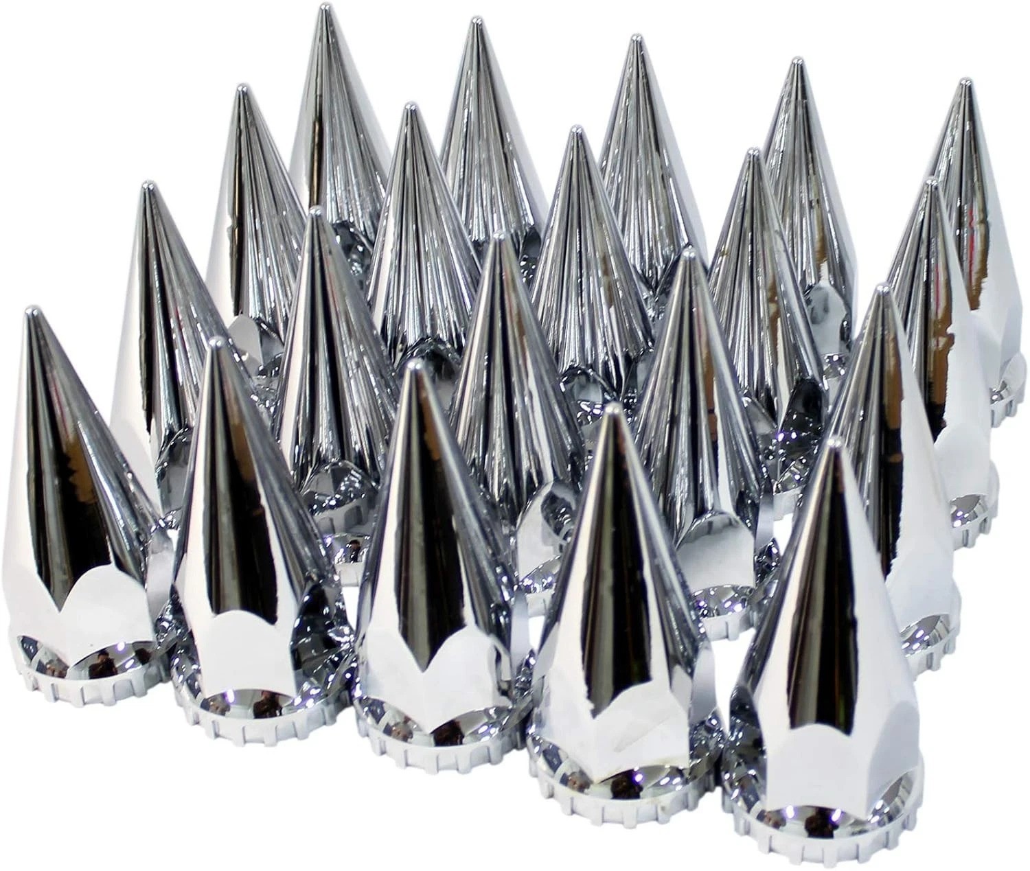 Chrome ABS Complete Axle Cover Set with Hub Caps and 33mm Screw-On Spiked Lug…