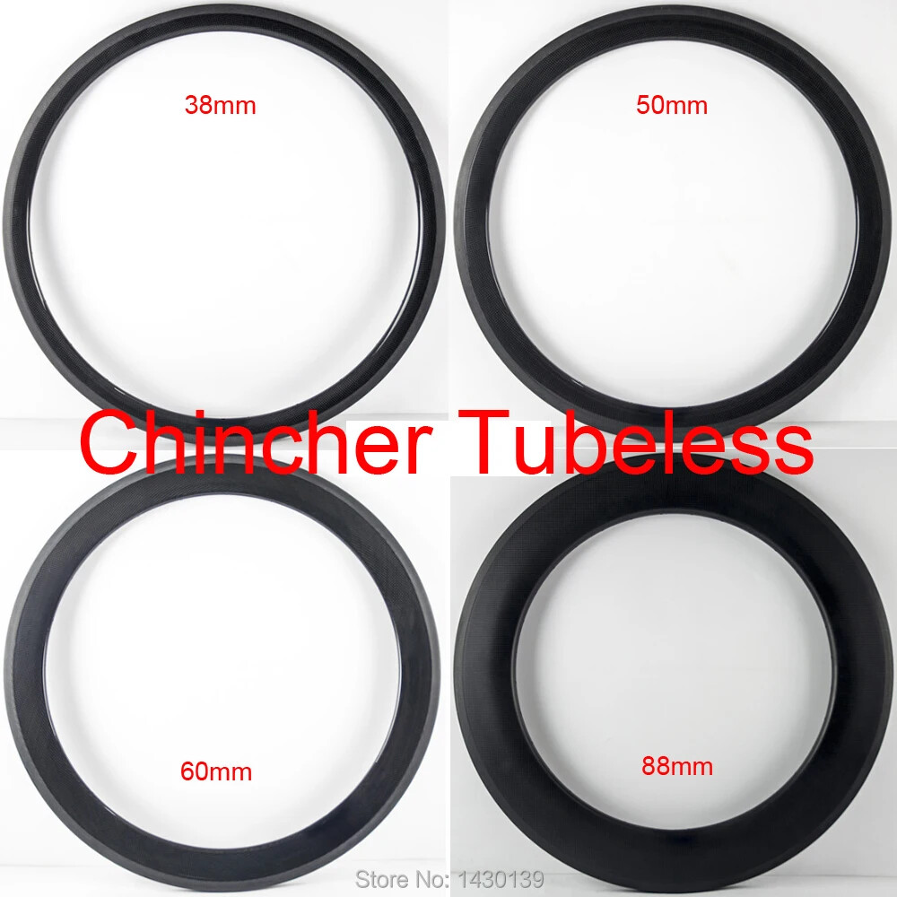 700C U Shape 38 50 60 88mm Road Bike Full Carbon Wheels Clincher Tubeless Rim