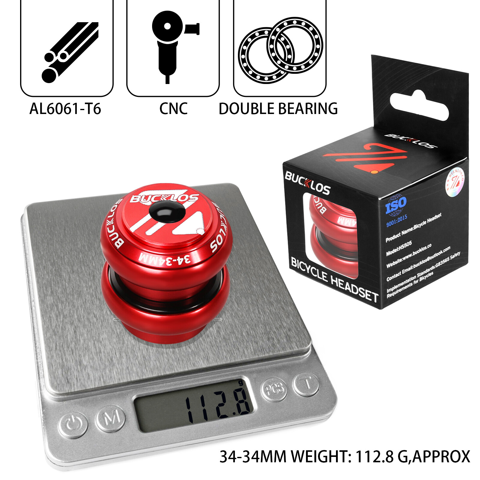 34mm 1-1/8″ Threadless Headset MTB Road Bike Sealed External Bearing Bicycle Kit
