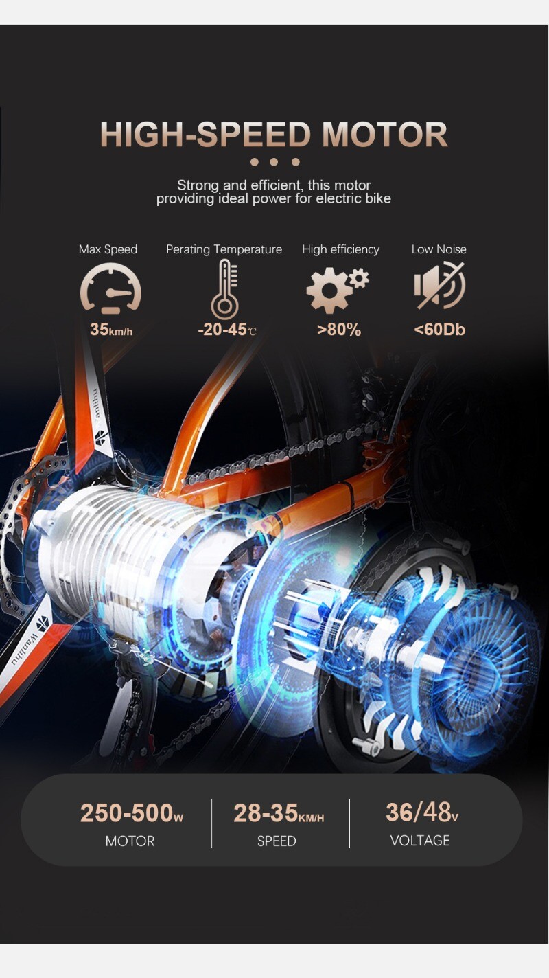 36V 48V 250W 350W 500W E-bike Brushless Gear Front Rear Wheel Drive Hub Motor