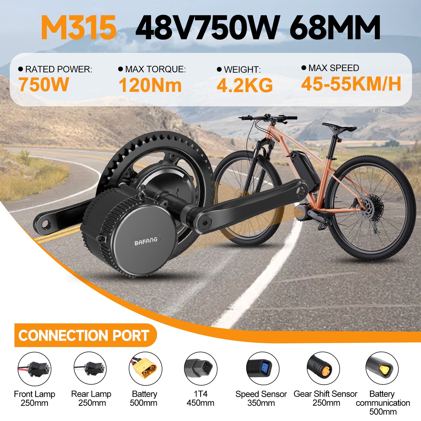 48V750W BAFANG BBS02B Mid Drive 68mm Motor Kits Ebike Conversion Kit 17.5 20Ah