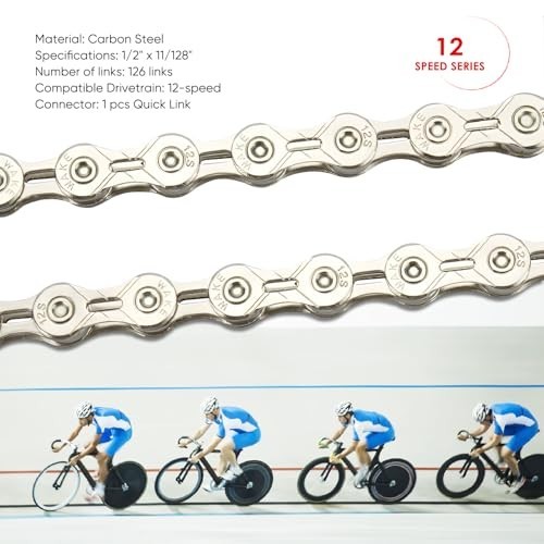 6/7/8/9/10/11/12 Speed Bike Chain, 116/126 Links, Quick Link, Carbon Steel MTB/R