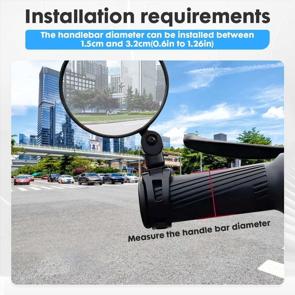 Ebike Bike Handlebar Mirror – Rotatable And Adjustable Wide Angle Rear Rearview
