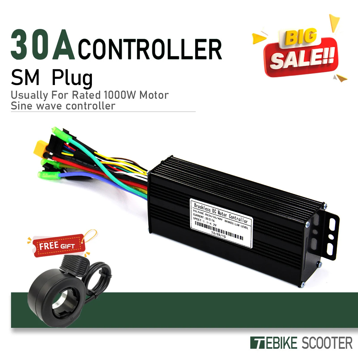 E-bike 3 Mode Sinewave Controller 17A 26A 30A 40A with Display 24V/36V/48V