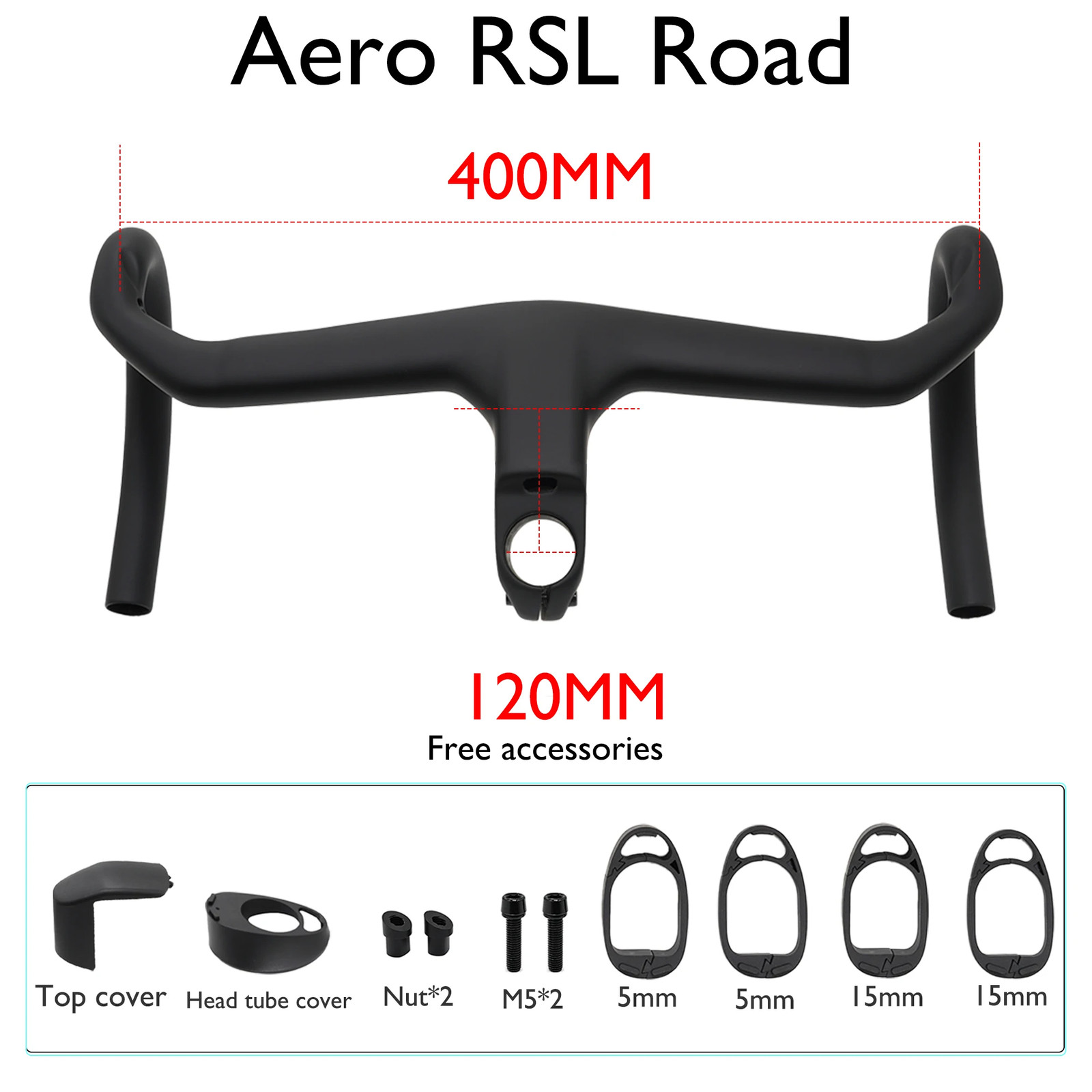 Angle -7° Carbon Aero RSL Road Integrated Handlebar, Spacer/bike Lane Grip Stem