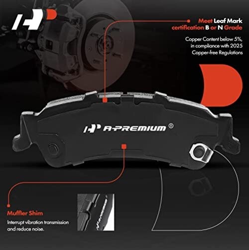 12.80 in (325mm) Disc Brake Rotors + Ceramic Pads kit Compatible Rear Vented