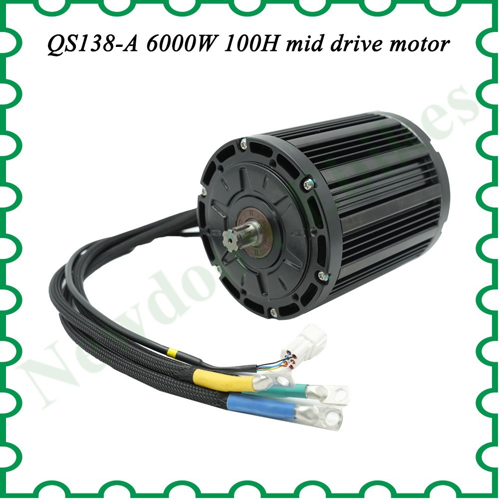 QS138-A 72V 6000W 100H high power mid drive motor with 428-14T sprocket