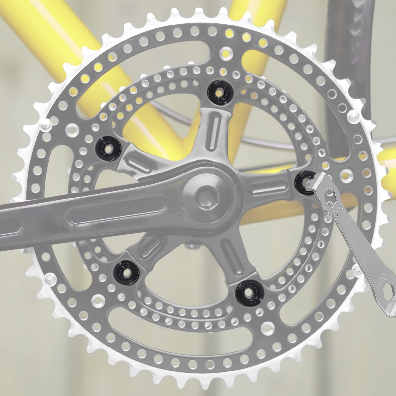 Bike Single Chainwheel Bolt Set with Mounting Tools for DIY Bicycle Projects
