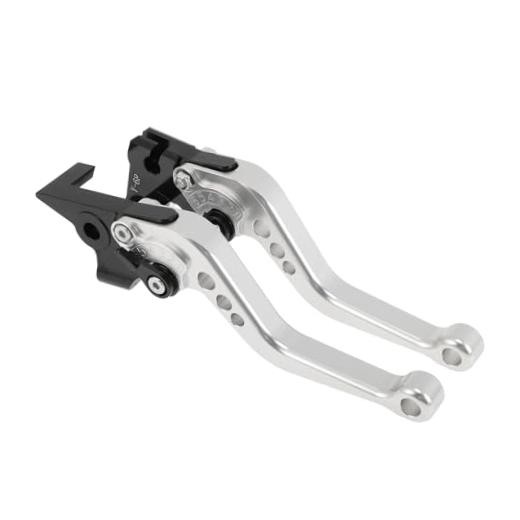 Short Brake Clutch Levers for Yamaha FZ6R 2009-2017 6 Position Silver Tone
