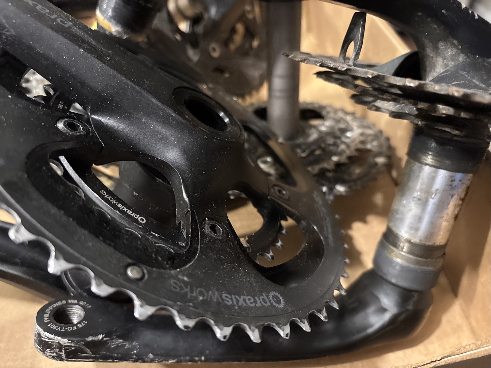 Lot of 7 Bike Cranks Shimano Praxis Etc. Some With Sprockets. Grip And Rip !!!!