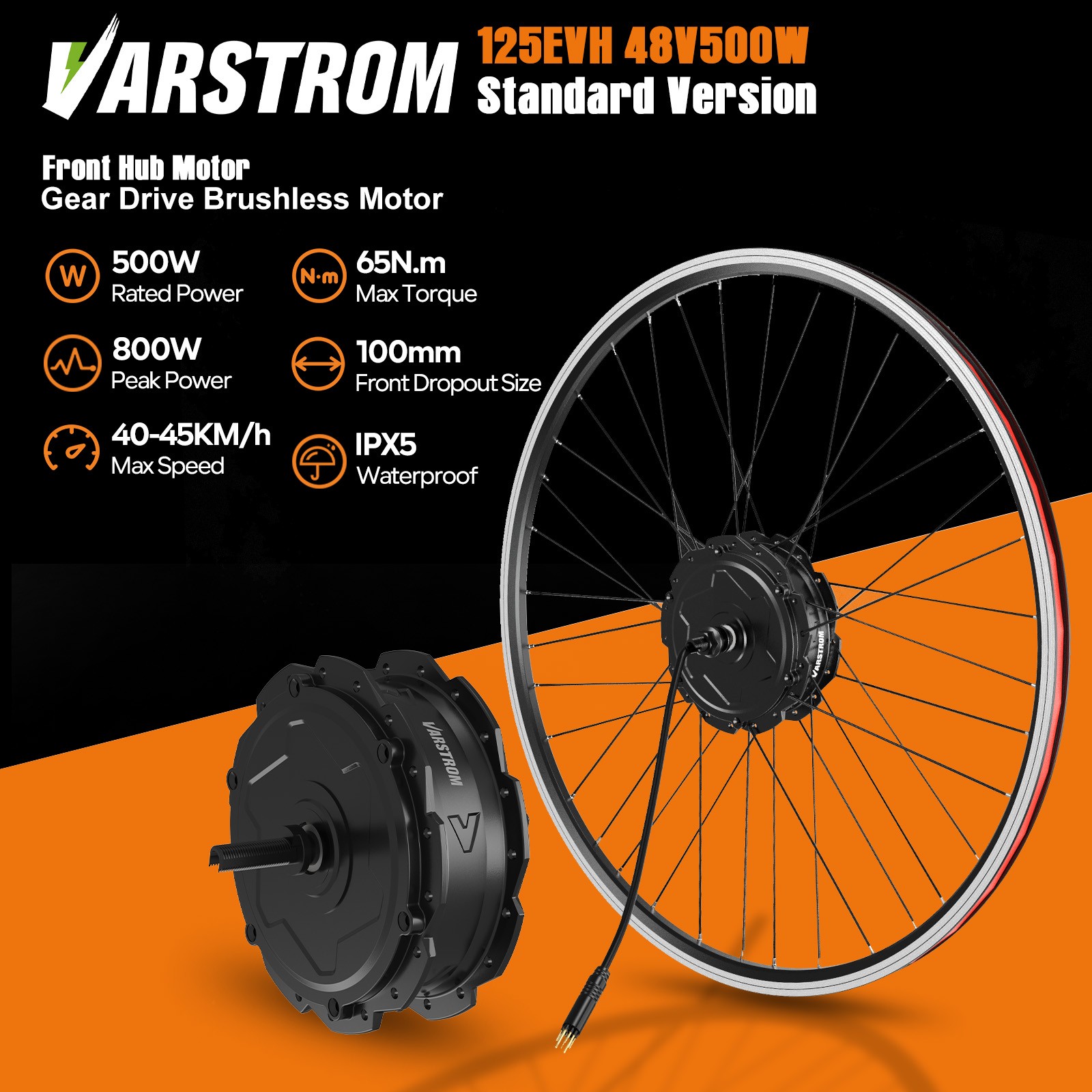 48V500W Front Wheel Hub Motor 20”26”27.5″700C V brake EBike Conversion Kits US