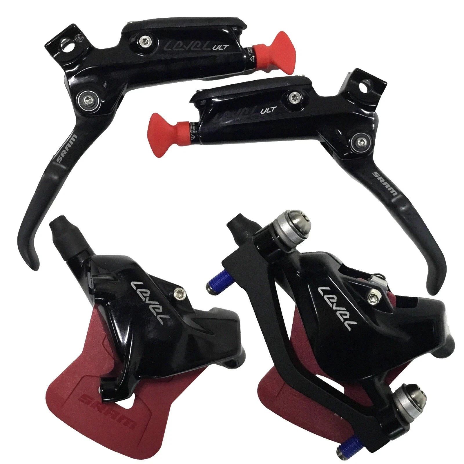 SRAM Level Ultimate Disc Brake Set Front Post & Rear Flat Mount 2‑Piston Black