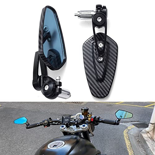 7/8” Carbon Fiber Motorcycle Side Mirror, 22mm Handlebar Fit, Inverted bar