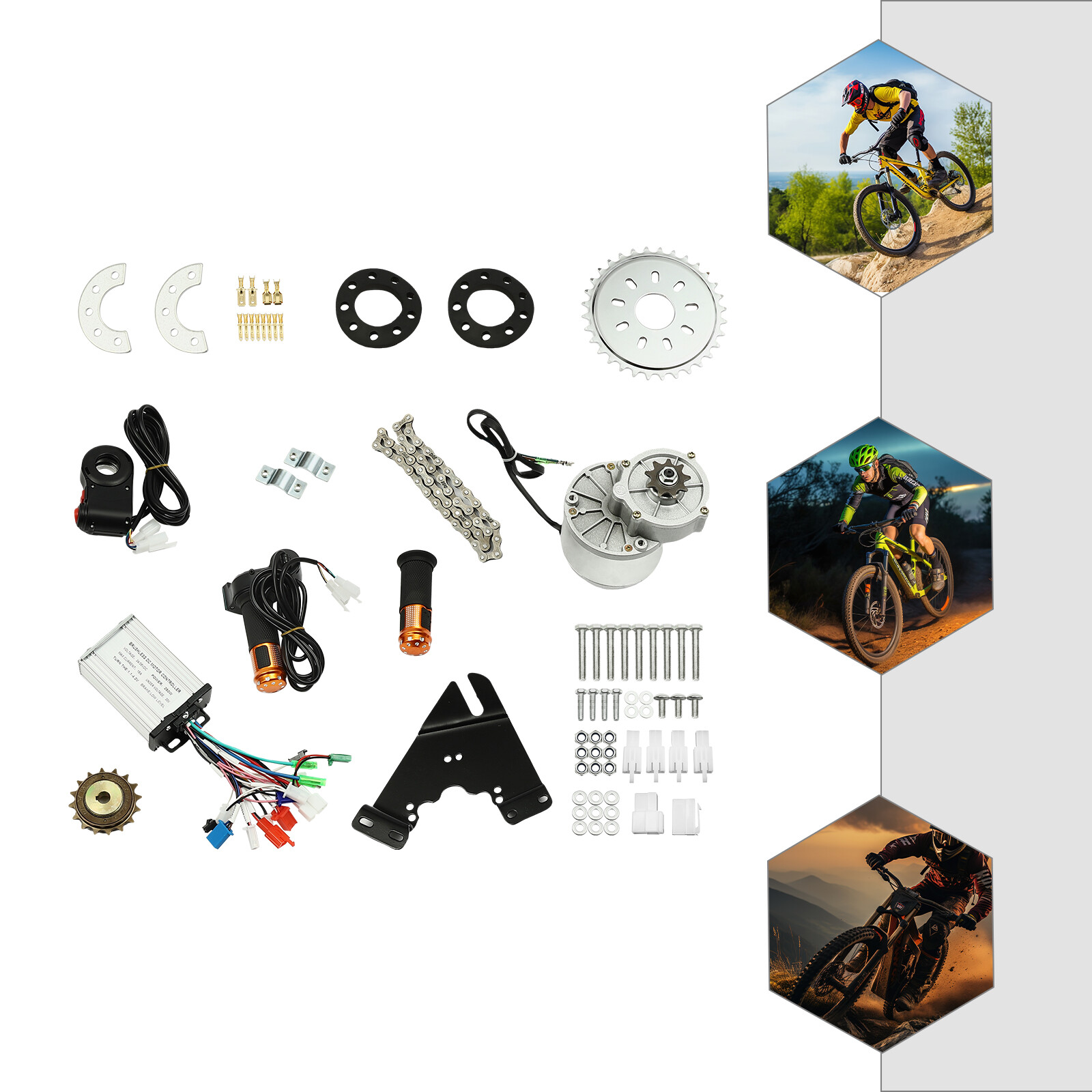 DC 250W E-Bike Conversion Kit Electric Bicycle Motor Rear Suspension Kit 24V