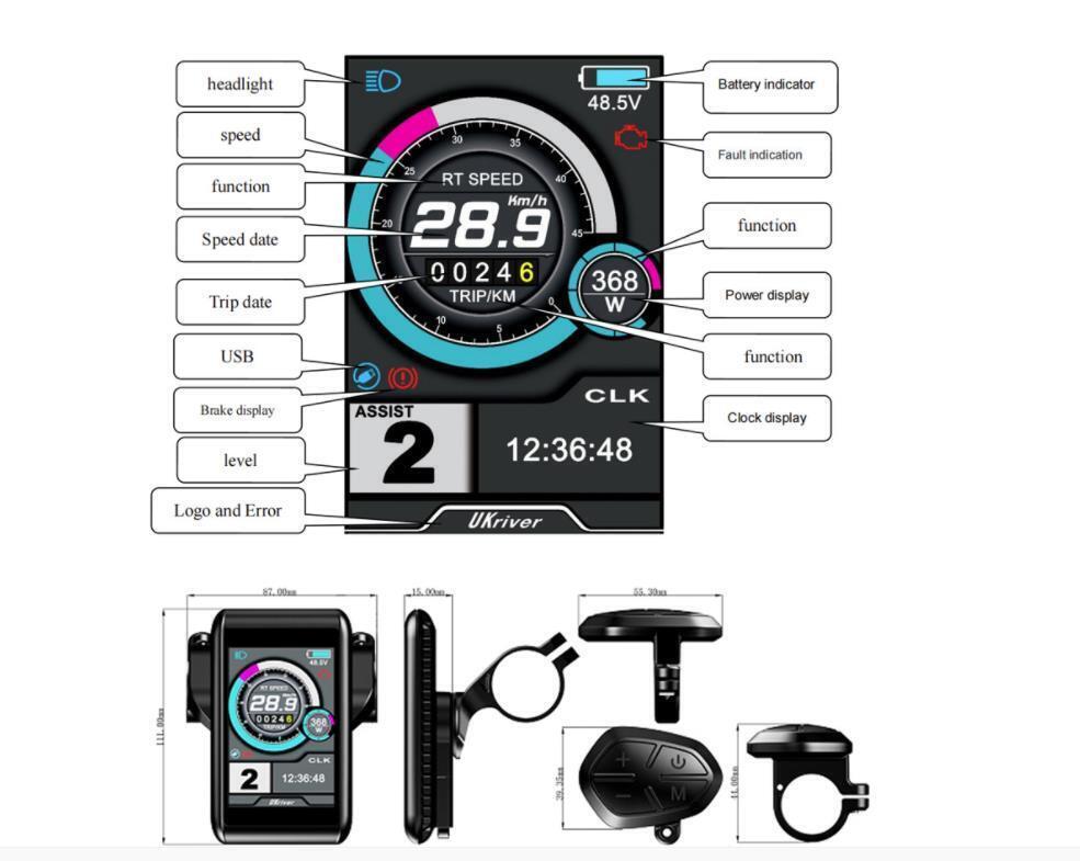 48V 52V 60V 72V E-bike Controller 1500W-3000W 3-Mode Sinewave LCD Display Kits