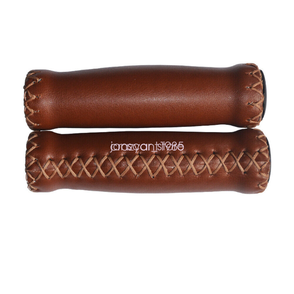 Brown Cycling Beach Cruiser Bike Bicycle Leather Handlebar Cover Grips Bar