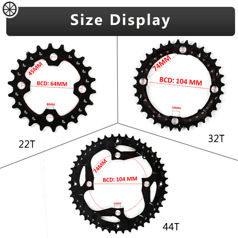 Bucklos 64/104BCD Bike Chainrings 22-44t Double/Triple MTB Chain Ring Sprockets