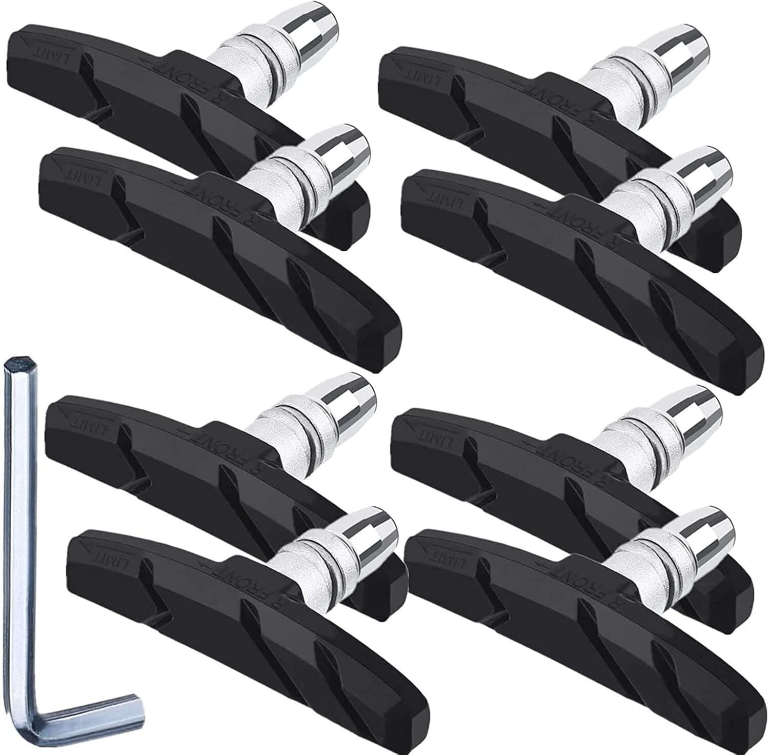 4 Pairs Cycling Bike V-Brake Pads Block Shoes 70mm Hex Nut Shim High Grade Black