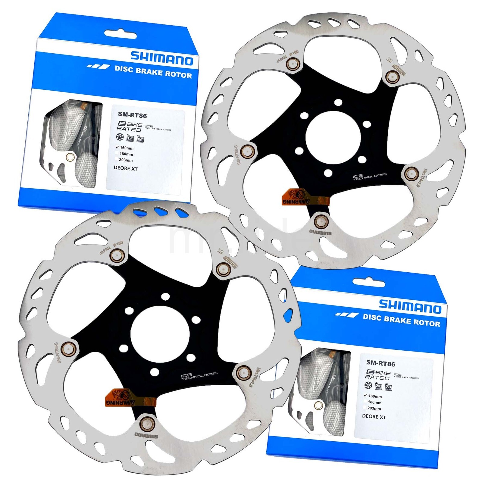 2x Shimano DEORE XT SM-RT86 160mm,ICE-TECH MTB Bike Disc Brake Rotors