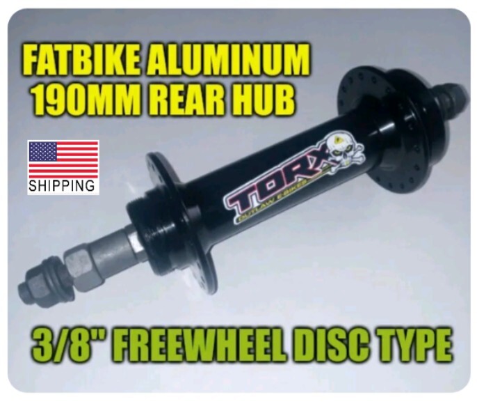 Fat bike aluminum rear hub 190mm 36H 3/8″ freewheel disc type.