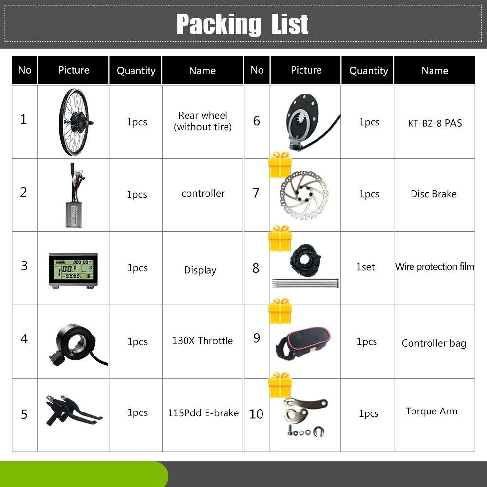 48V 250W 350W 500W 1000W 1500W Rear Cassette Ebike Motor Wheel Conversion Kit