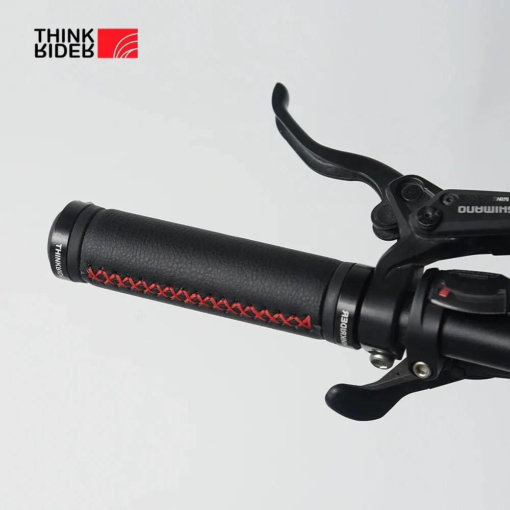 Thinkrider Fiber Leather Bike Grips Non Slip Lock On MTB City Scooter Handle