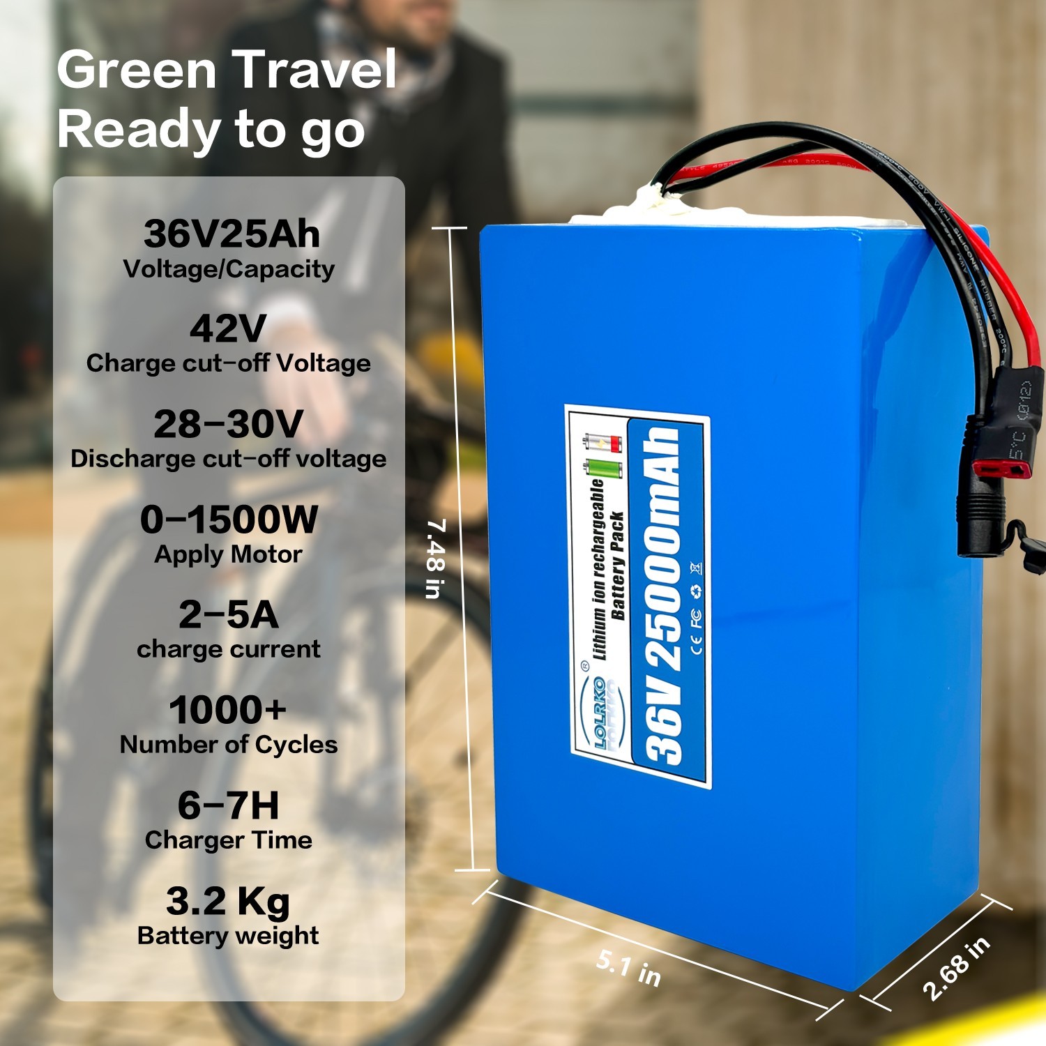 36V 25AH Battery for 200W-1000W Ebike Electric Bicycle Bike Scooter 30A BMS