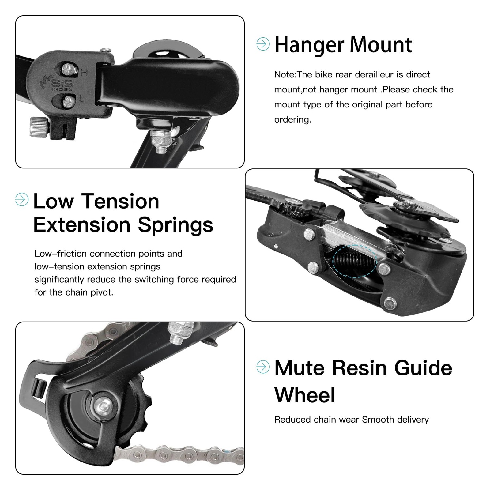 Aikolesa Rear Derailleur Rd-Tz31A 6/7 Speed Hanger Mount Derailleur For