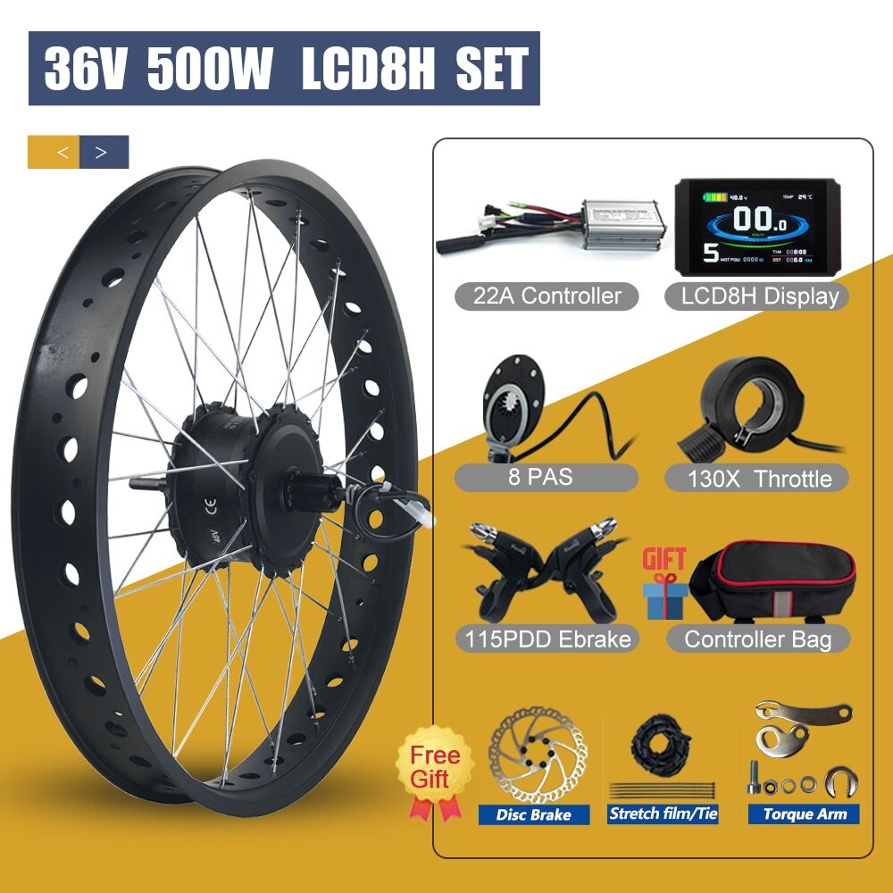 Snow Ebike Conversion Kit 36V 48V 500W Brushless Rear Cassette Hub Motor Wheel