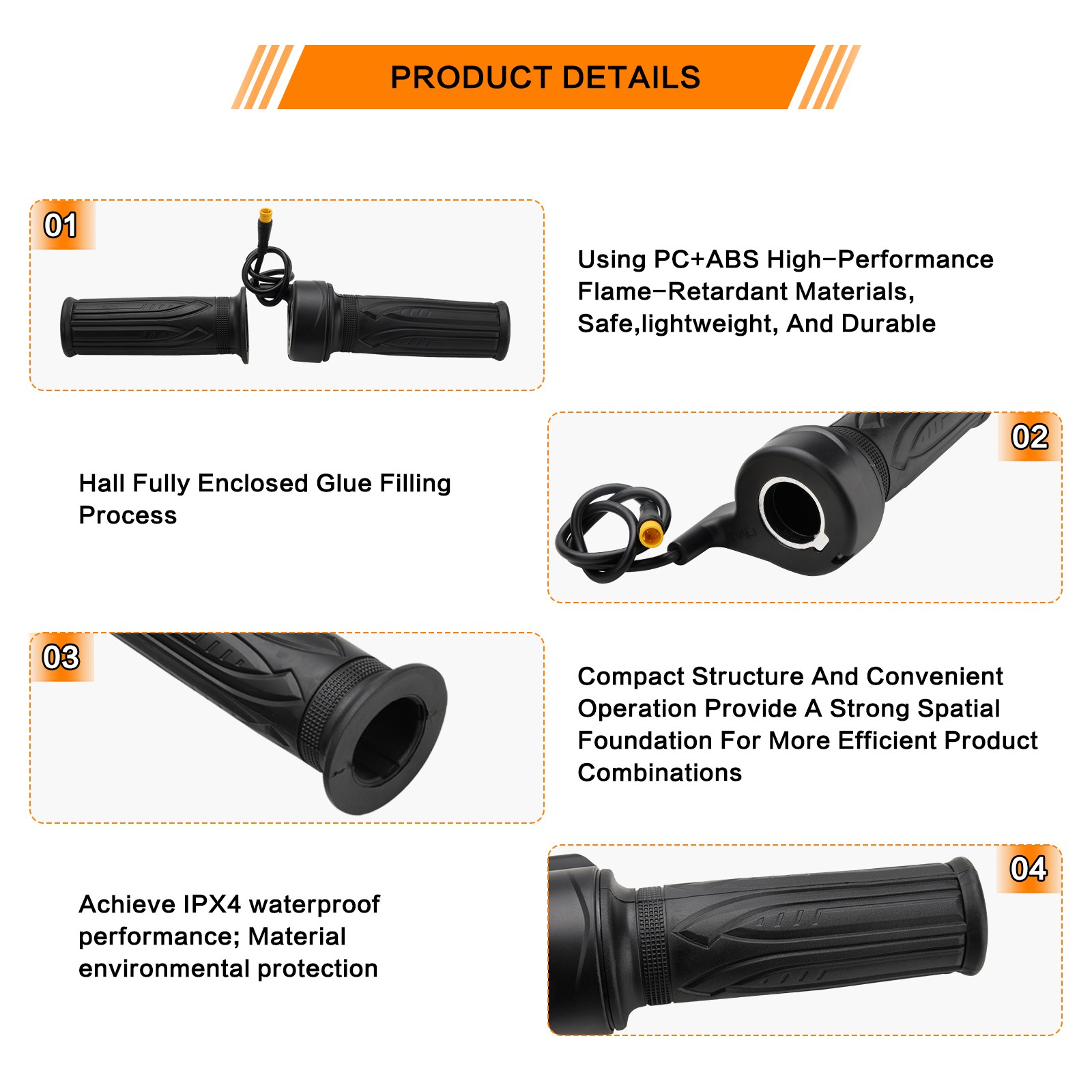 3 Pin Full Twist Throttle Ebike Left Right Hand Grip For Electric Mountain Bike
