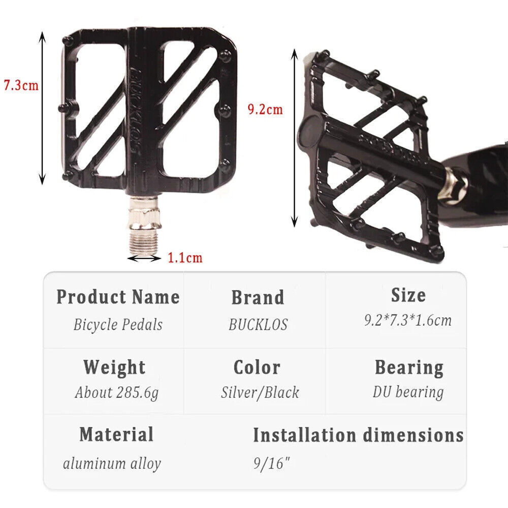 Flat/Platform Pedals 3 Bearings Mountain Bike 9/16” Aluminum For Shimano Pedals