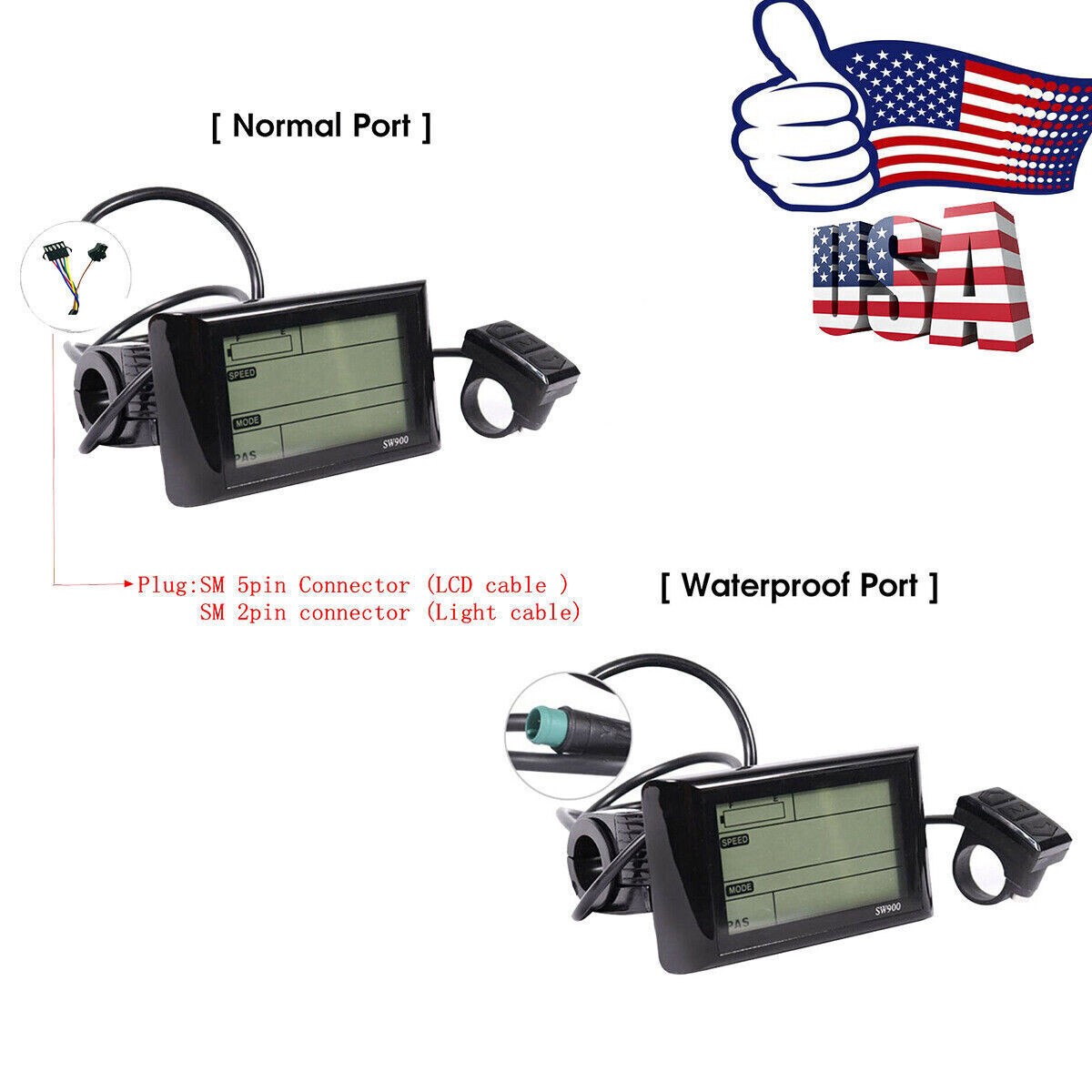 24/36/48V SW900 LCD Display Panel Meter Control For E-Bike Electric Bicycle US