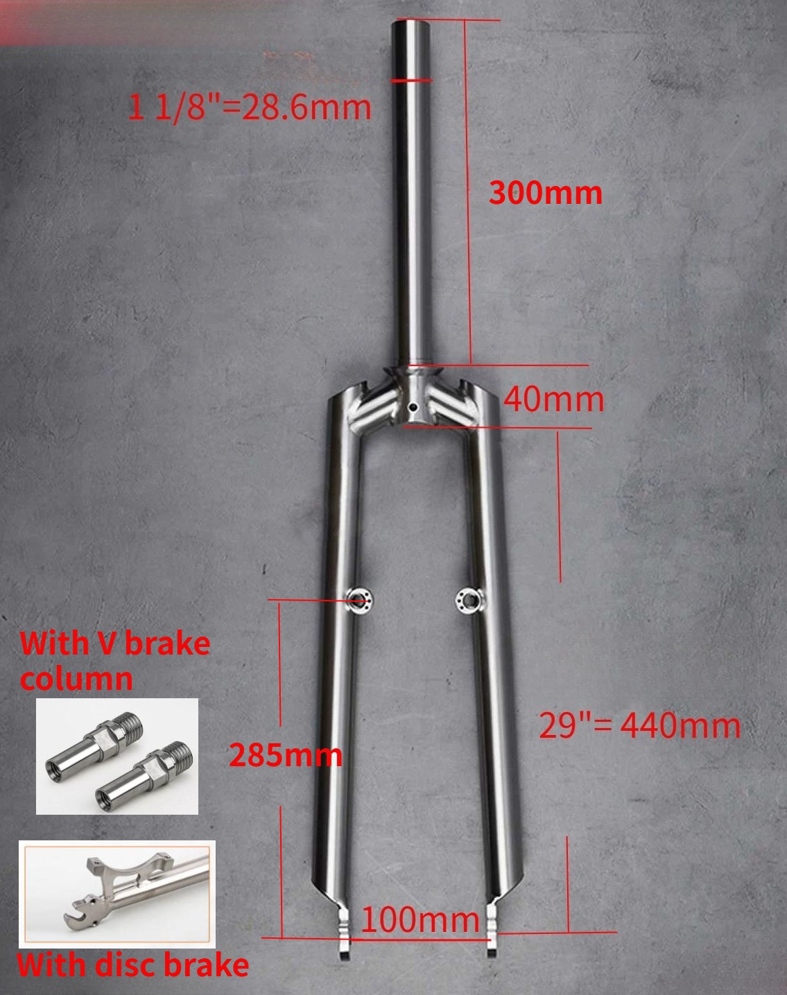 GR9 Titanium MTB Square Shoulder Front Fork V-Brake + Disc brake 29″