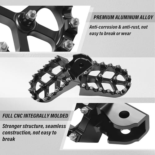CNC Dirt Bike Foot Pegs – Wider Electric Bike Footpegs with Springs Black
