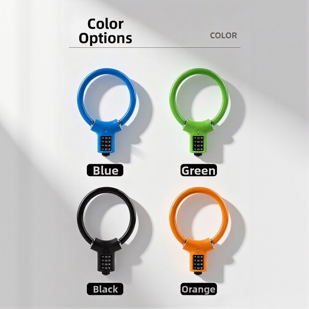 Bicycle U-Lock 4 Digit Keyless Lock 11.3 x 8.5 x 3 cm Black Blue Orange Green