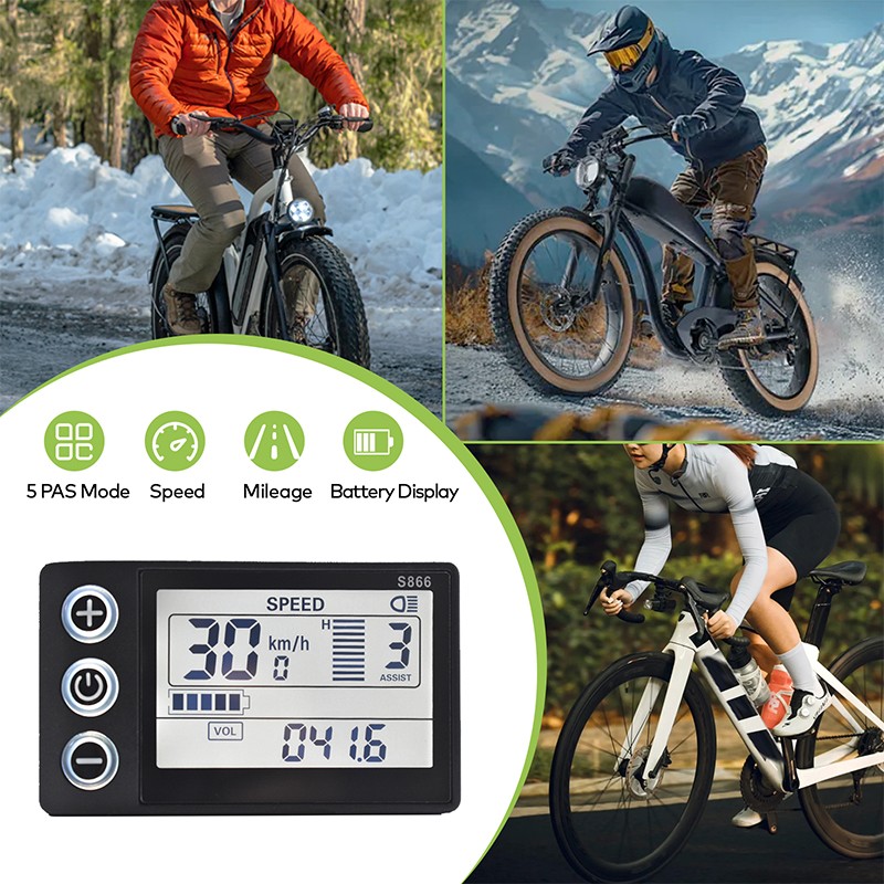 UART2 Digital Bike Speedometer Waterproof S866 LCD Display for Mountain Bicycles
