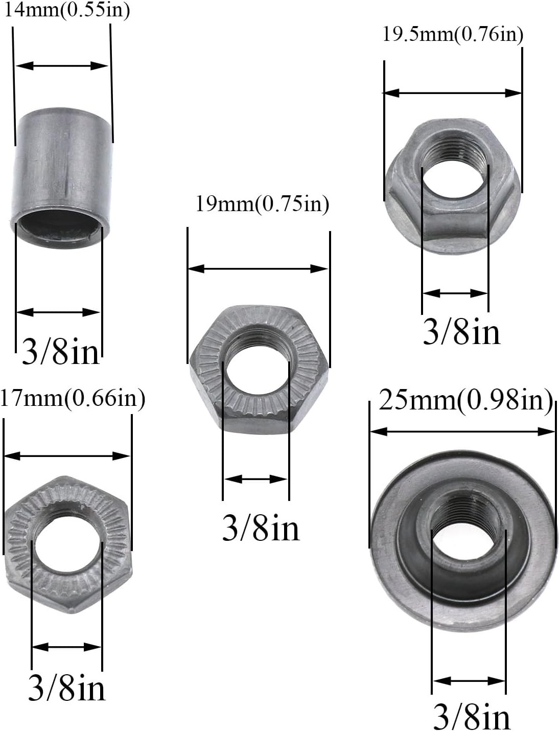 Bike axle 240 mm /9.45 in Bike Multi-Speed Rear hub axle 3/8 “Black 26tpi Hub