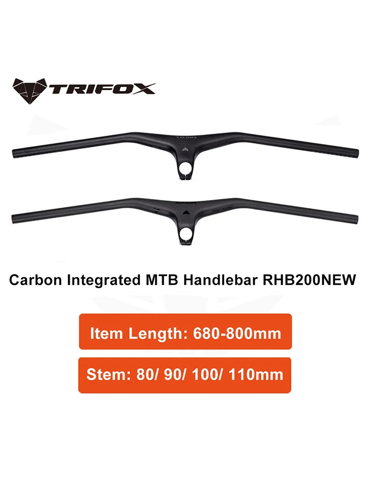 Carbon Fiber Integrated Handlebars Mountain Bicycle Riser Bar Angle -17°