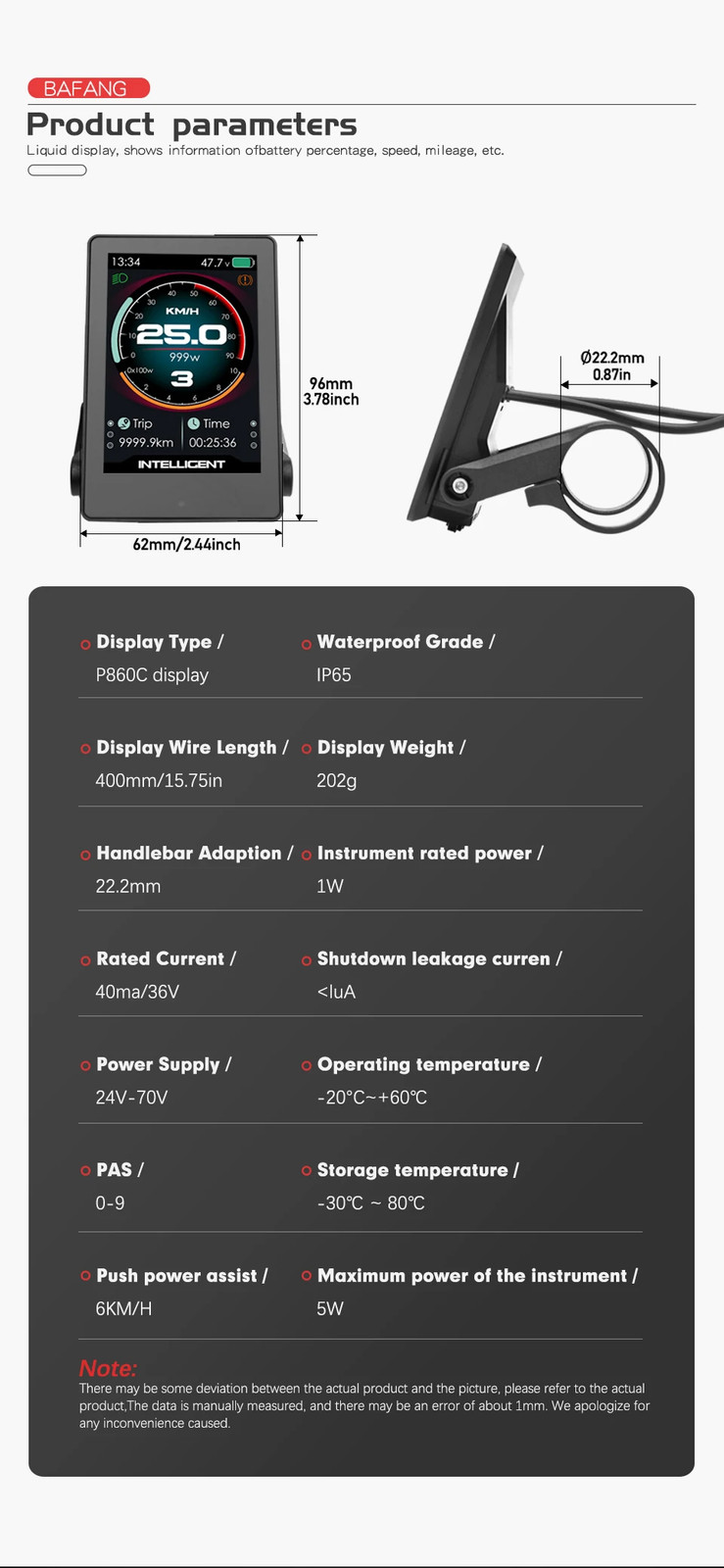 LCD P860C Intelligent Display Electric Bike Screen BBS01B BBS02B BBSHD Mid Motor