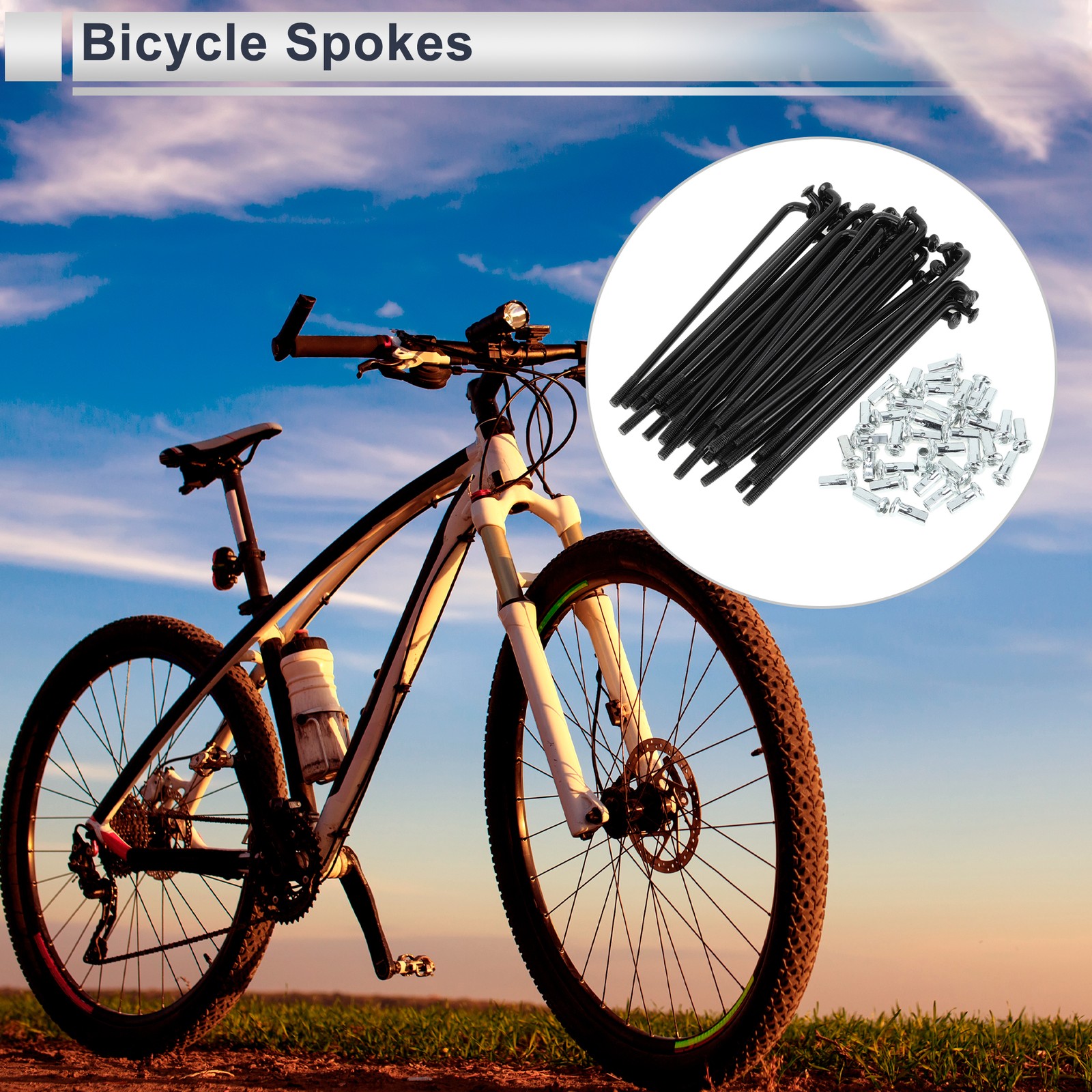 1 Set Bicycle Spokes 12G 78mm Black Carbon Steel Universal