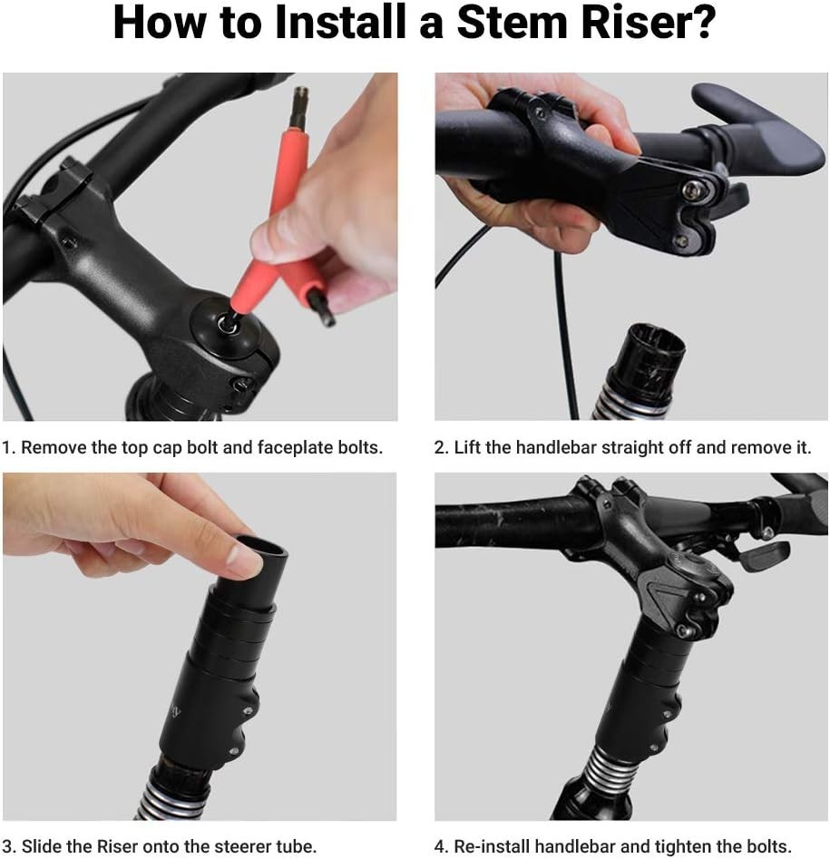 Lightweight 1-1/8” Bike Stem Extender with Spacers for Custom Height Adjustment
