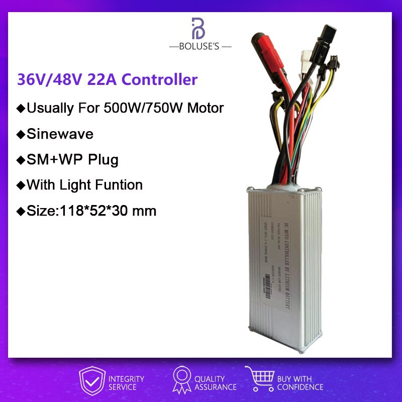 Sinewave Controller 15-60A E-bicycle Controller 250-3000W Brushless Hub Motor