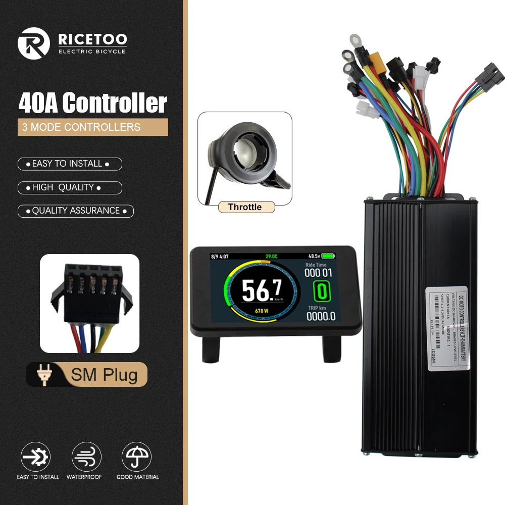 Three Mode 40A Sine Wave Controller 36/48/52/72V For Ebike Tricycle E-Scooter