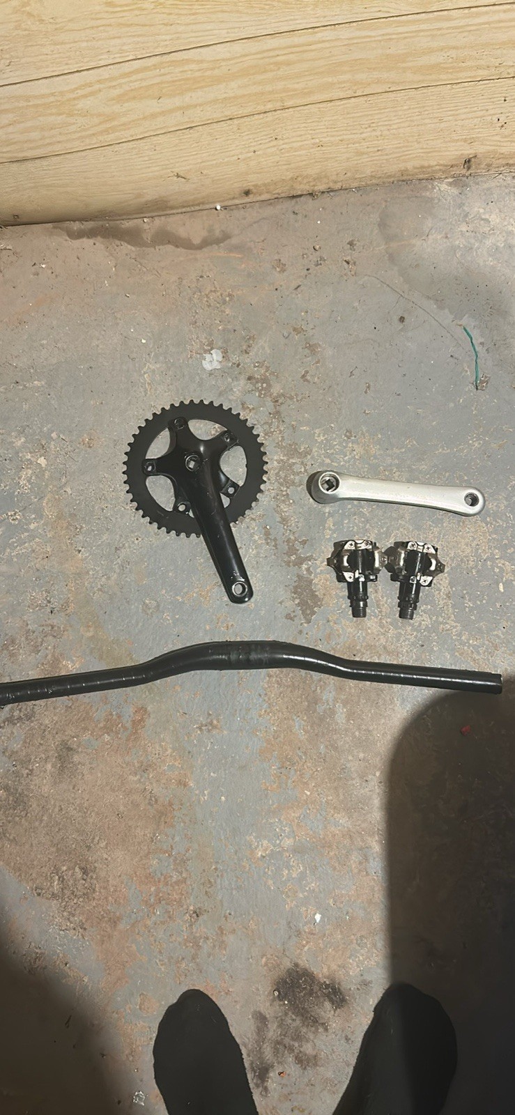 Shimano Build Kit Crankset Pedals Handlebar Black Aluminum Single Speed/Fixie