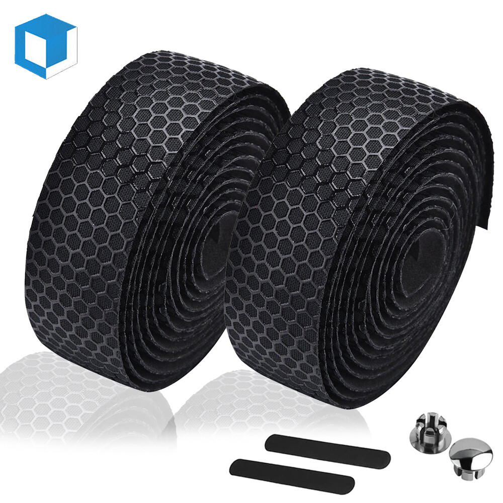 2 Pack Road Bike Bicycle Handlebar Tape Handle Drop Bar Wrap Non-Slip Pads Black