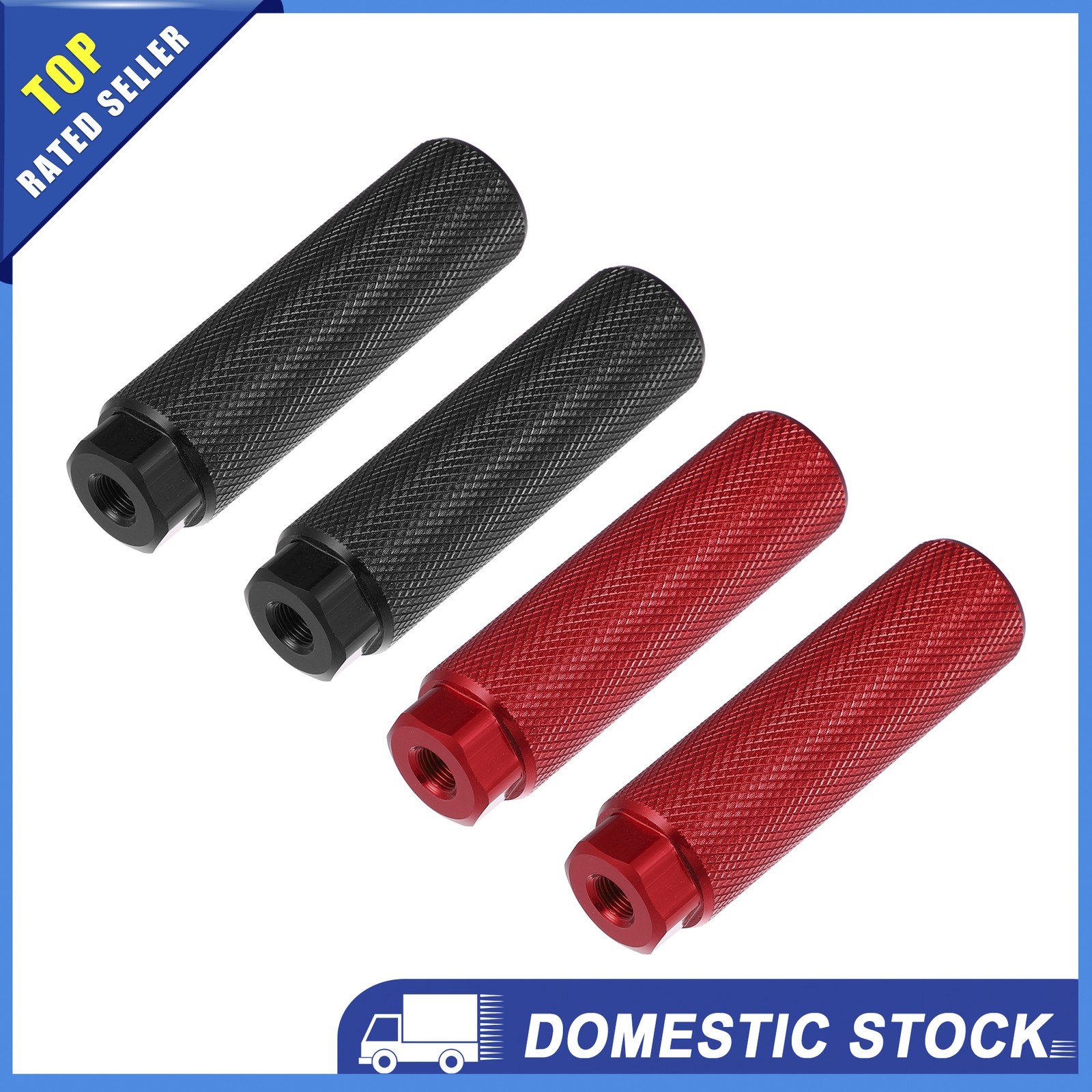 Pair of 2 for Bicycle 100x28mm Universal Rear Foot Pegs Footrests Axle Black Red
