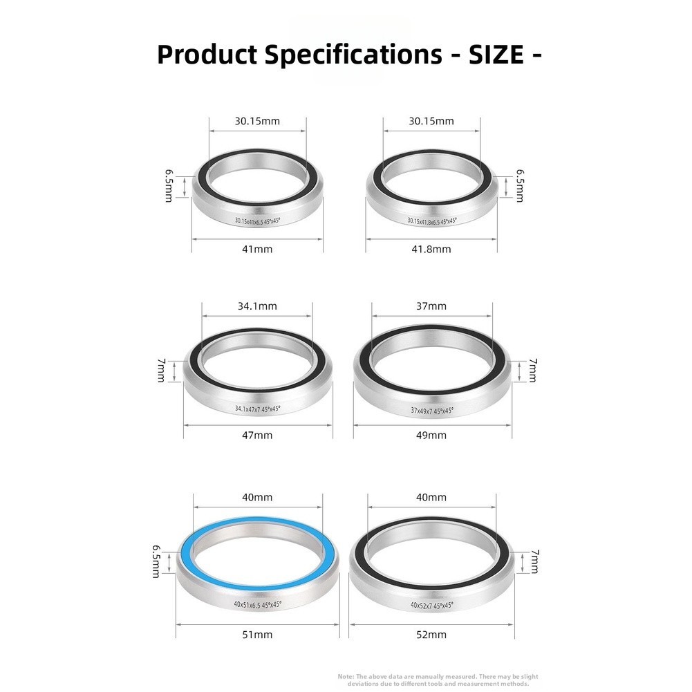 Multiple Size Bike Headset Bearing 41 41 8 47 49 51 52mm Sealed Cartridge